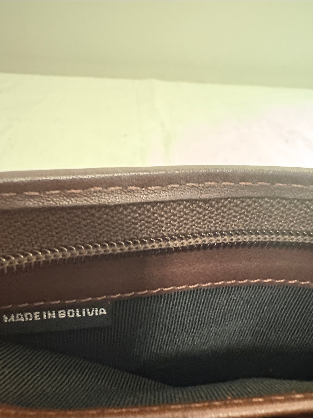 Brown Handcrafted Leather Zip Wallet, made in Bolivia - Picture 10 of 12